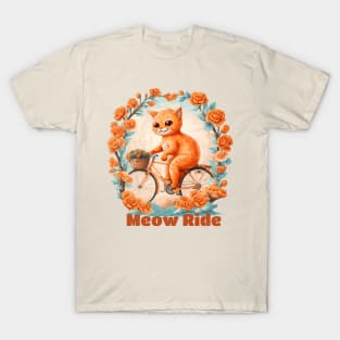 Meow Cat Riding A Bicycle T-Shirt